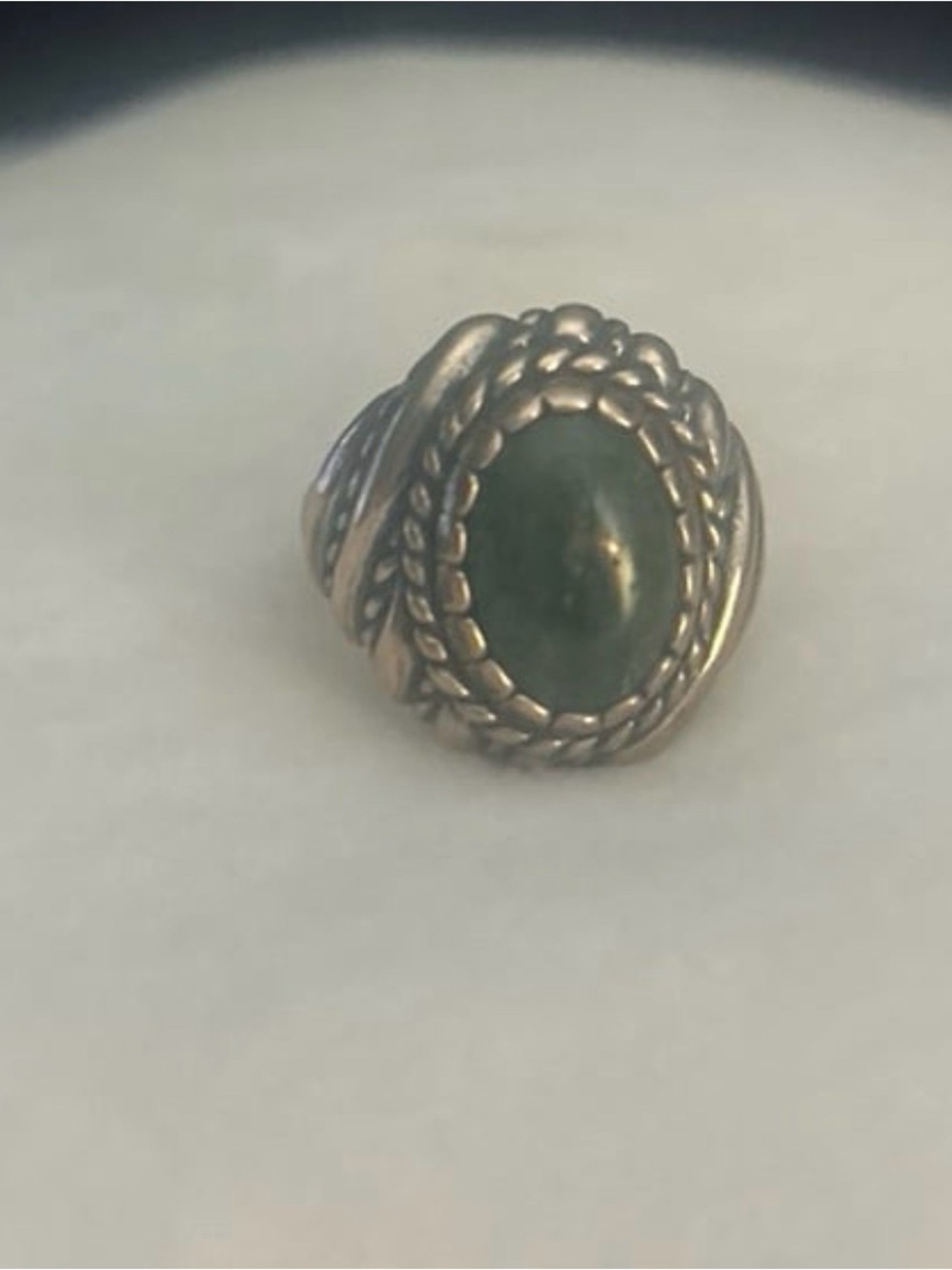 Carolyn Pollack Sterling Silver Oval Green Aventurine Decorated Ring